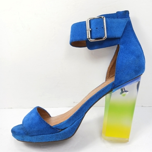 JEFFREY CAMPBELL Soiree Suede Straps Ombre Lucite Block Heel WornButNotW… - Picture 6 of 15